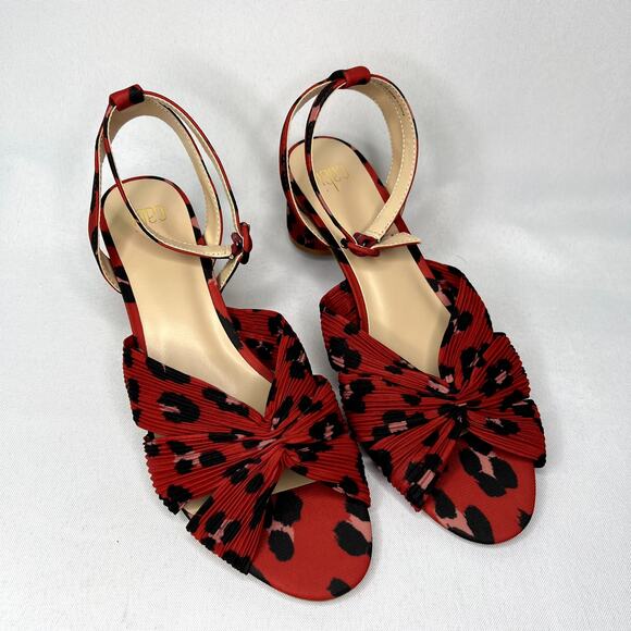 NWOB Cabi Siren Red Black Leopard Animal Print Ankle Strap Sandals Women 9 - Picture 1 of 12